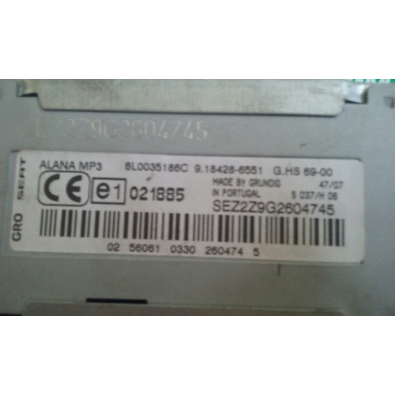 Recambio de sistema audio / radio cd para seat ibiza (6l1) fresh referencia OEM IAM 6L0035186C ALANA MP3 GRUNDIG
