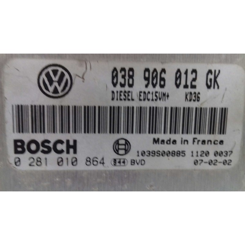 Recambio de centralita motor uce para volkswagen golf iv berlina (1j1) básico referencia OEM IAM 038906012GK 0281010864 BOSCH