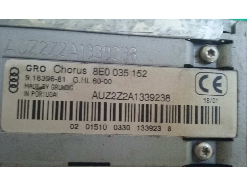 Recambio de sistema audio / radio cd para audi a4 avant (8e) 1.9 tdi (96kw) referencia OEM IAM 8E0035152 CHORUS GRUNDIG