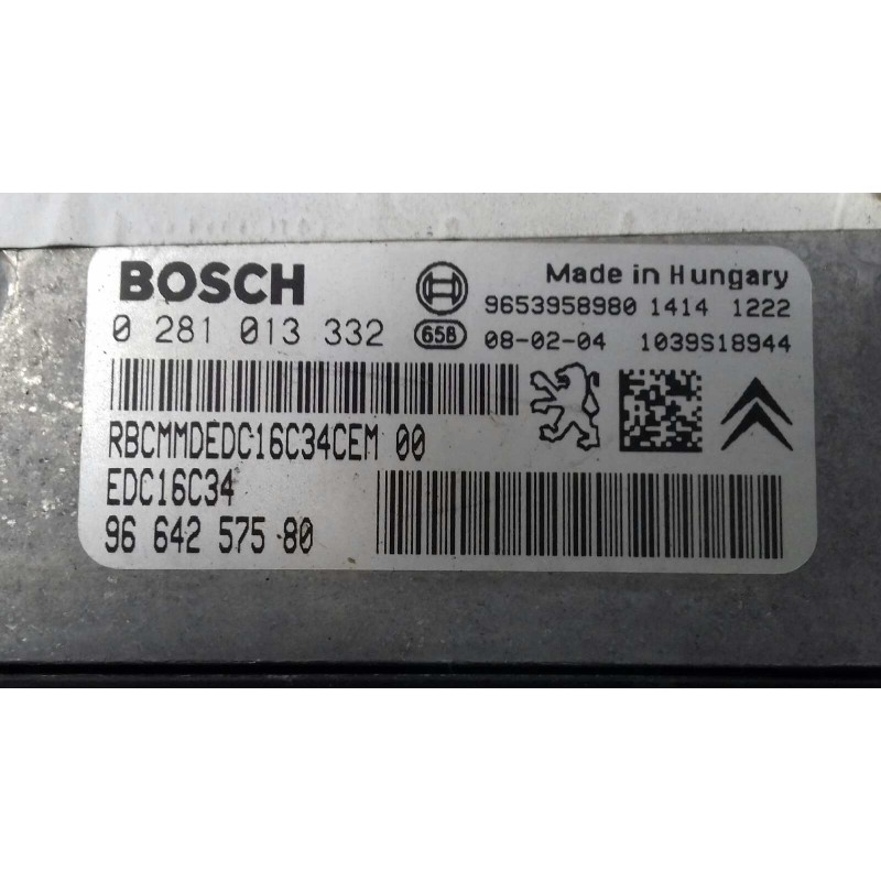 Recambio de centralita motor uce para citroen c4 berlina vtr plus referencia OEM IAM 0281013332 9653958980 BOSCH