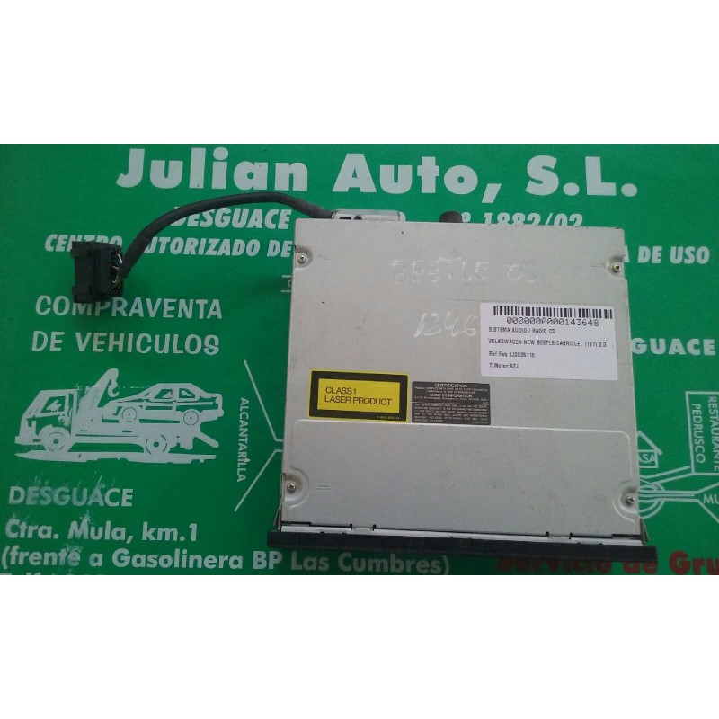 Recambio de sistema audio / radio cd para volkswagen new beetle cabriolet (1y7) 2.0 referencia OEM IAM 1J0035110 CARGADOR CD 6 D