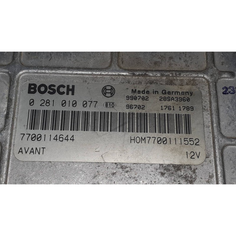 Recambio de centralita motor uce para renault megane i scenic (ja0) 1.9 d kaleido referencia OEM IAM 0281010077 7700114644 BOSCH
