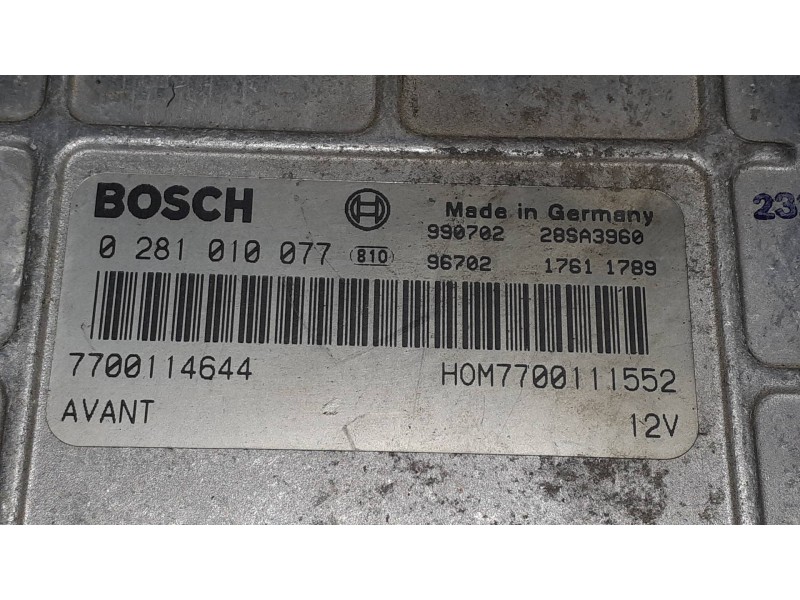 Recambio de centralita motor uce para renault megane i scenic (ja0) 1.9 d kaleido referencia OEM IAM 0281010077 7700114644 BOSCH