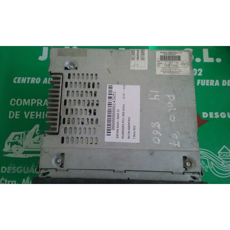 Recambio de sistema audio / radio cd para volkswagen polo (9n3) edition referencia OEM IAM 6Q0035152D RCD200 MP3 
