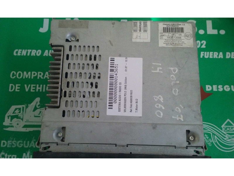 Recambio de sistema audio / radio cd para volkswagen polo (9n3) edition referencia OEM IAM 6Q0035152D RCD200 MP3 