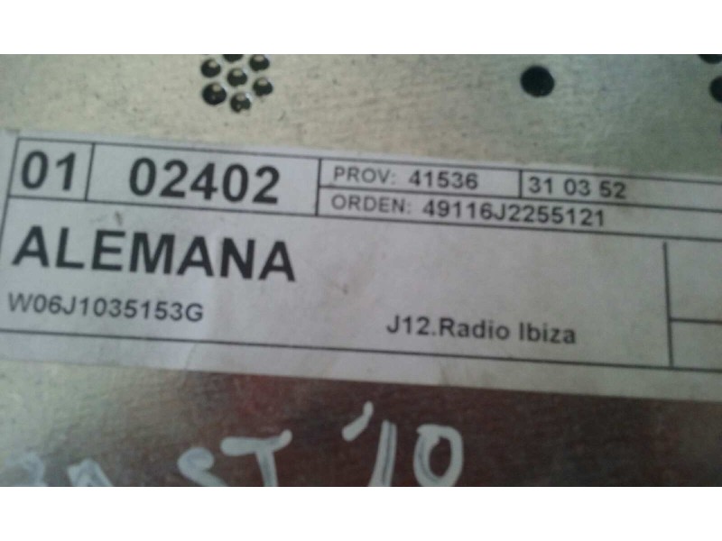 Recambio de sistema audio / radio cd para seat ibiza st (6j8) reference referencia OEM IAM 6J1035153G ULSECD MP3 