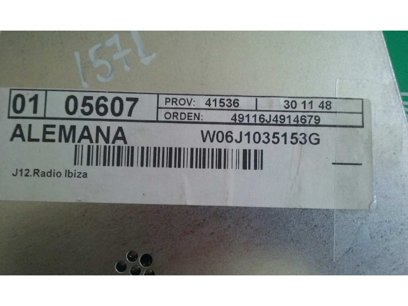 Recambio de sistema audio / radio cd para seat ibiza (6j5) reference referencia OEM IAM 6J1035153G ULSECD MP3 