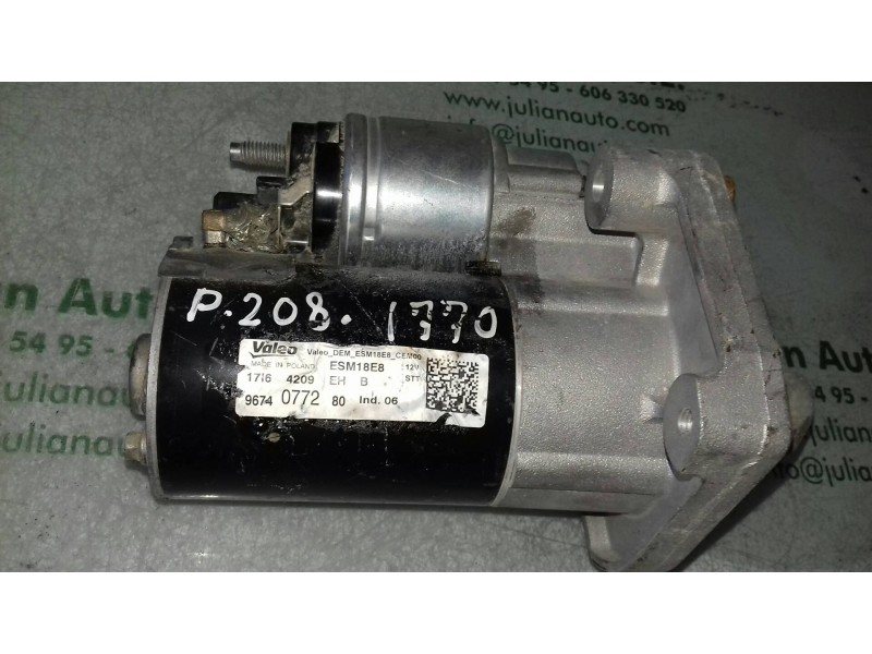 Recambio de motor arranque para peugeot 208 allure referencia OEM IAM 9674077280 ESM18E8 VALEO