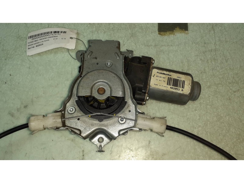 Recambio de elevalunas trasero izquierdo para nissan qashqai (j10) acenta referencia OEM IAM 402053A ARVINMERITOR ELECTRICO