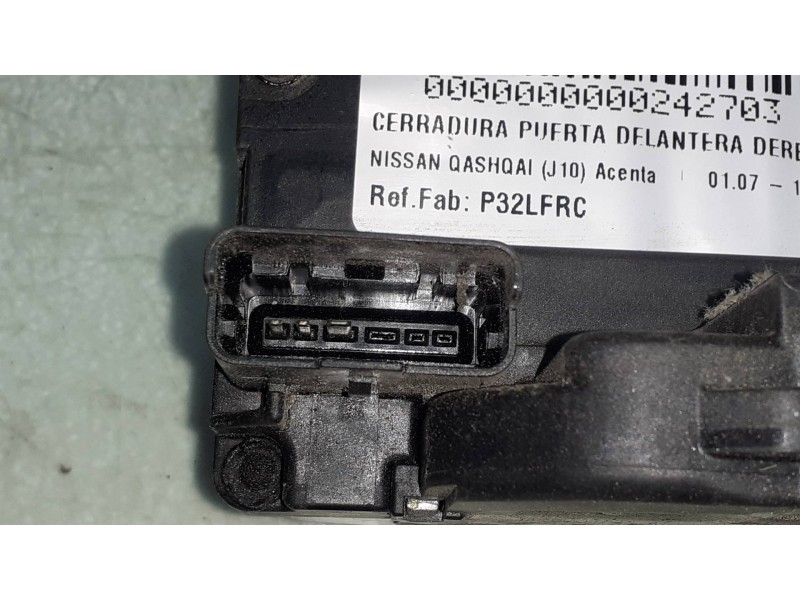 Recambio de cerradura puerta delantera derecha para nissan qashqai (j10) acenta referencia OEM IAM P32LFRC AP32LFRC 4306E