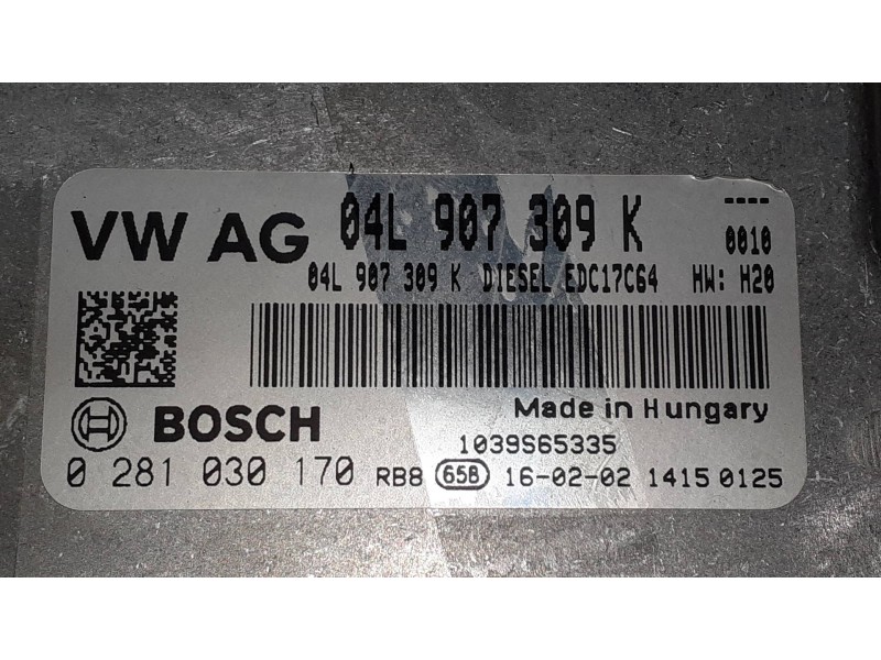 Recambio de centralita motor uce para volkswagen caddy ka/kb (2c) berliner ring referencia OEM IAM 04L907309K 0281030170 KIT - B