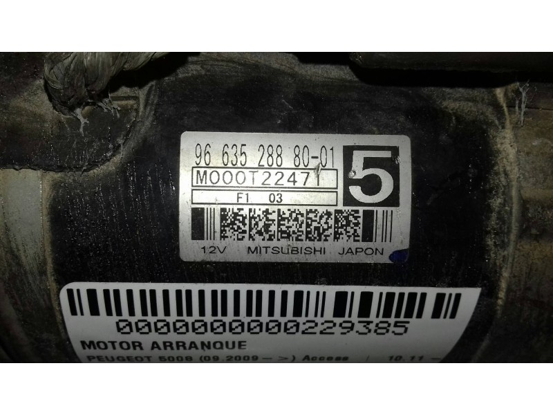 Recambio de motor arranque para peugeot 5008 access referencia OEM IAM 9663528880 M000T22471 MITSUBISHI