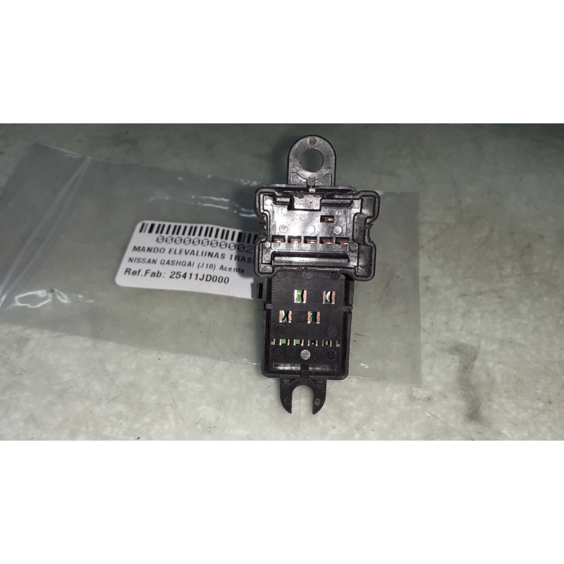 Recambio de mando elevalunas trasero derecho para nissan qashqai (j10) acenta referencia OEM IAM 25411JD000  CONECTOR 6 PINES