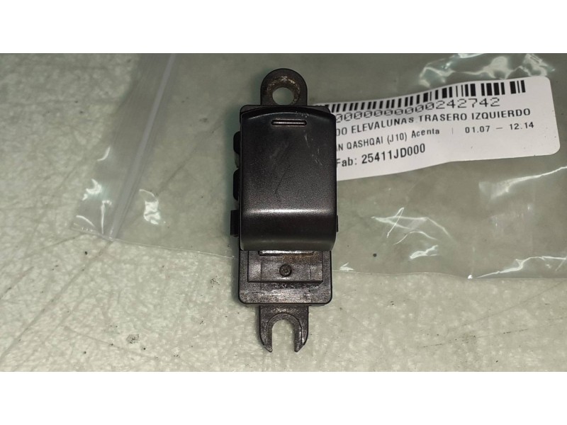Recambio de mando elevalunas trasero izquierdo para nissan qashqai (j10) acenta referencia OEM IAM 25411JD000  CONECTOR 6 PINES