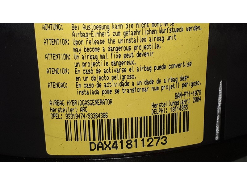 Recambio de airbag delantero izquierdo para opel meriva blue line referencia OEM IAM 93319474 93364386 18114955