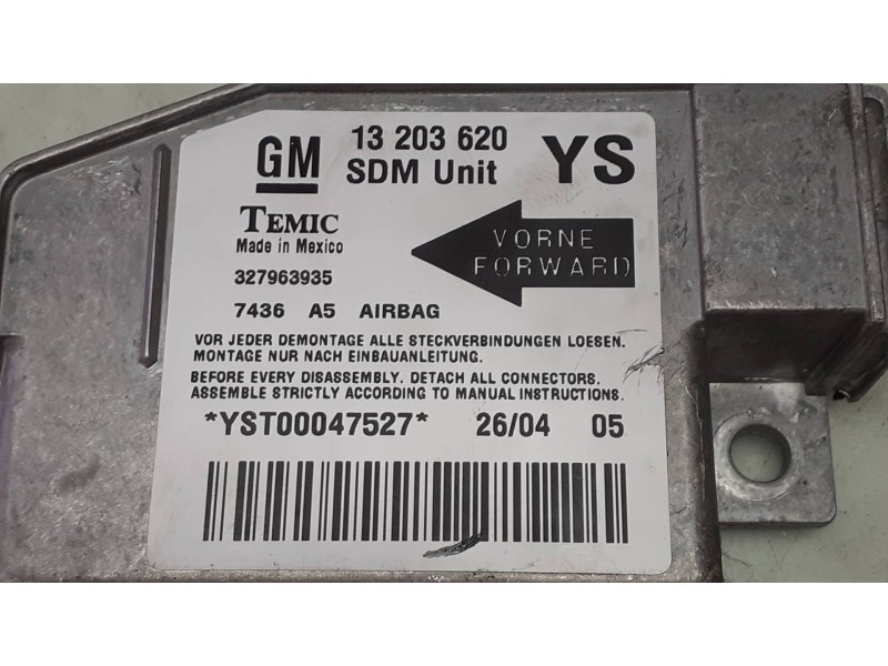 Recambio de centralita airbag para opel meriva blue line referencia OEM IAM 13203620 327963935 TEMIC