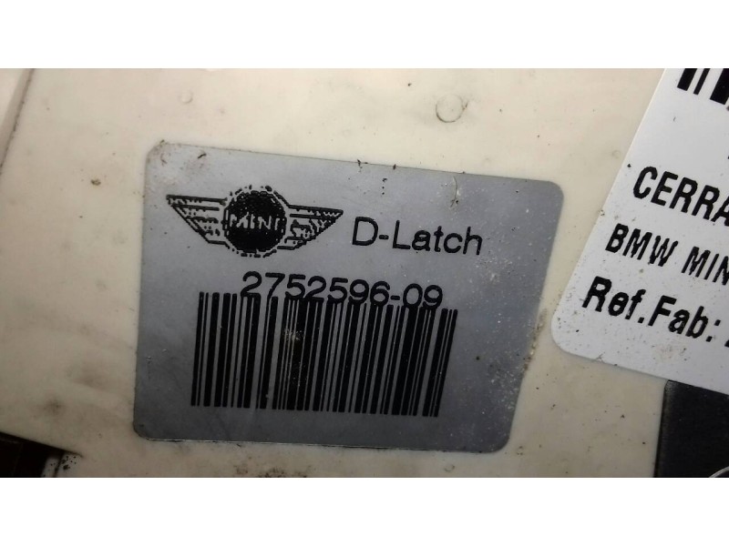 Recambio de cerradura puerta delantera derecha para bmw mini (r56) one referencia OEM IAM 2752596 2706862 975141