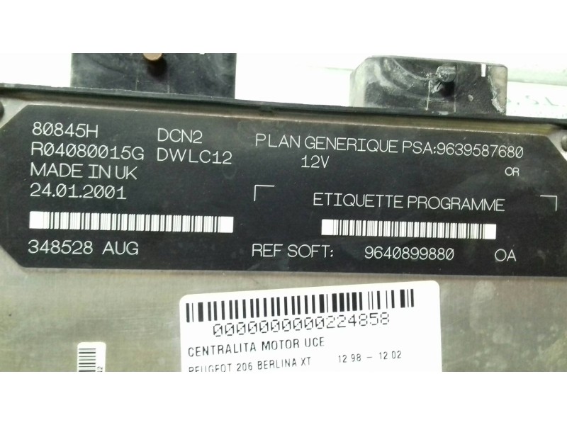 Recambio de centralita motor uce para peugeot 206 berlina xt referencia OEM IAM 9640899880 PSA9639587680 R04080015G
