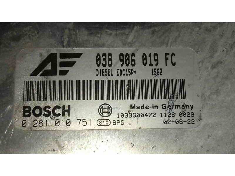 Recambio de centralita motor uce para volkswagen sharan (7m6/7m9) advance referencia OEM IAM 038906019FC 0281010751 BOSCH