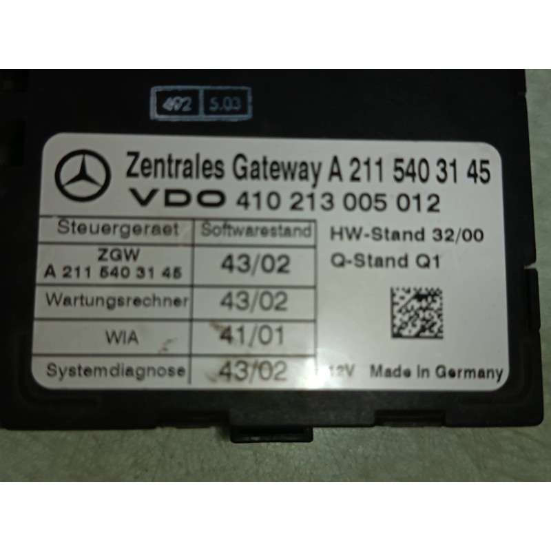 Recambio de centralita motor uce para mercedes-benz clase e (w211) berlina e 500 (211.070) referencia OEM IAM A1131533479 A21154