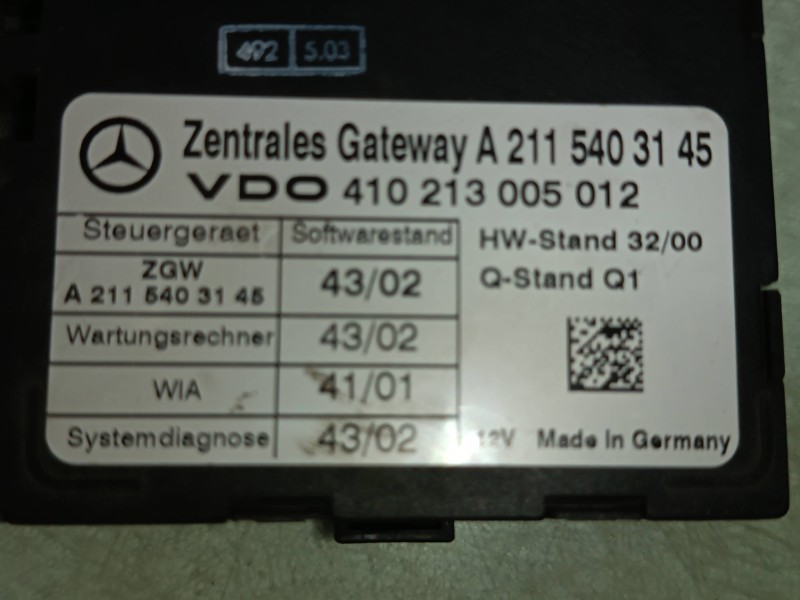 Recambio de centralita motor uce para mercedes-benz clase e (w211) berlina e 500 (211.070) referencia OEM IAM A1131533479 A21154