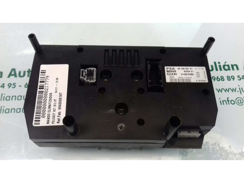 Recambio de mando climatizador para peugeot 307 (s1) xt referencia OEM IAM 96430991XT 9205401 9140010385