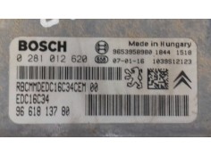 Recambio de centralita motor uce para citroen berlingo 1.6 hdi 75 collection familiar referencia OEM IAM 9661813780 0281012620 B 2