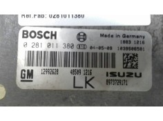 Recambio de centralita motor uce para opel astra h berlina cosmo referencia OEM IAM 0281011380 12992628 BOSCH 2