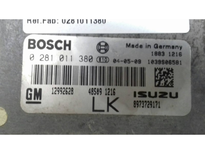 Recambio de centralita motor uce para opel astra h berlina cosmo referencia OEM IAM 0281011380 12992628 BOSCH