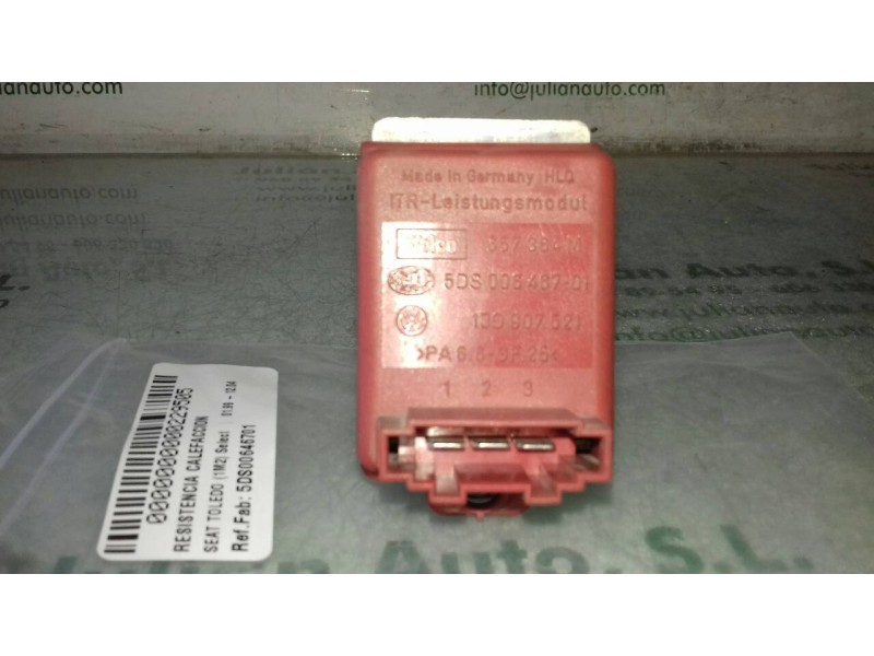 Recambio de resistencia calefaccion para seat toledo (1m2) select referencia OEM IAM 5DS00646701 1J0907521 3 PINES