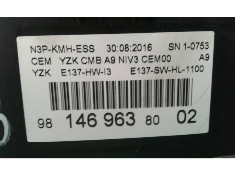 Recambio de cuadro instrumentos para peugeot 208 active referencia OEM IAM 9814696380 140398 