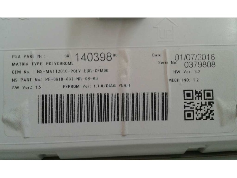 Recambio de cuadro instrumentos para peugeot 208 active referencia OEM IAM 9814696380 140398 