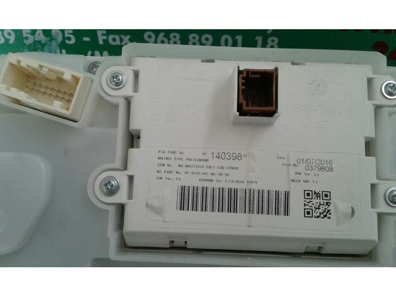 Recambio de cuadro instrumentos para peugeot 208 active referencia OEM IAM 9814696380 140398 