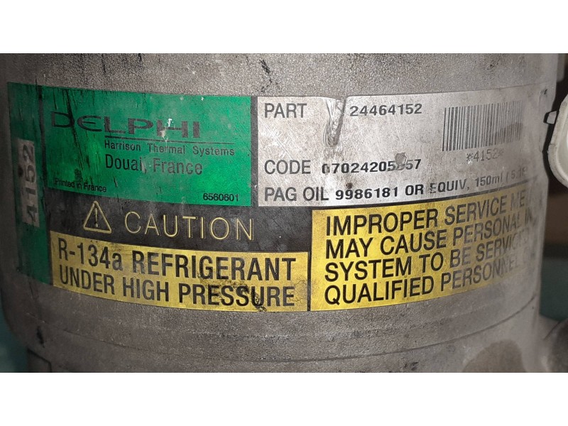 Recambio de compresor aire acondicionado para opel zafira a blue line referencia OEM IAM 24464152  DELPHI