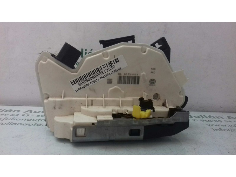 Recambio de cerradura puerta trasera derecha para seat ibiza (6p1) style referencia OEM IAM 6J0839016K 3+3 PINES NEGRO