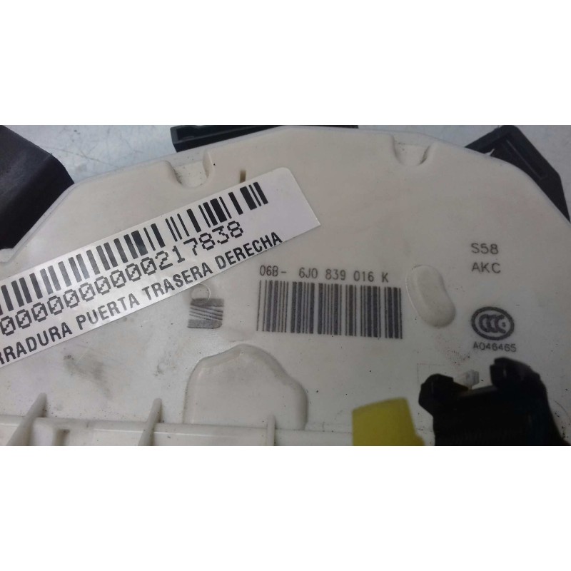 Recambio de cerradura puerta trasera derecha para seat ibiza (6p1) style referencia OEM IAM 6J0839016K 3+3 PINES NEGRO