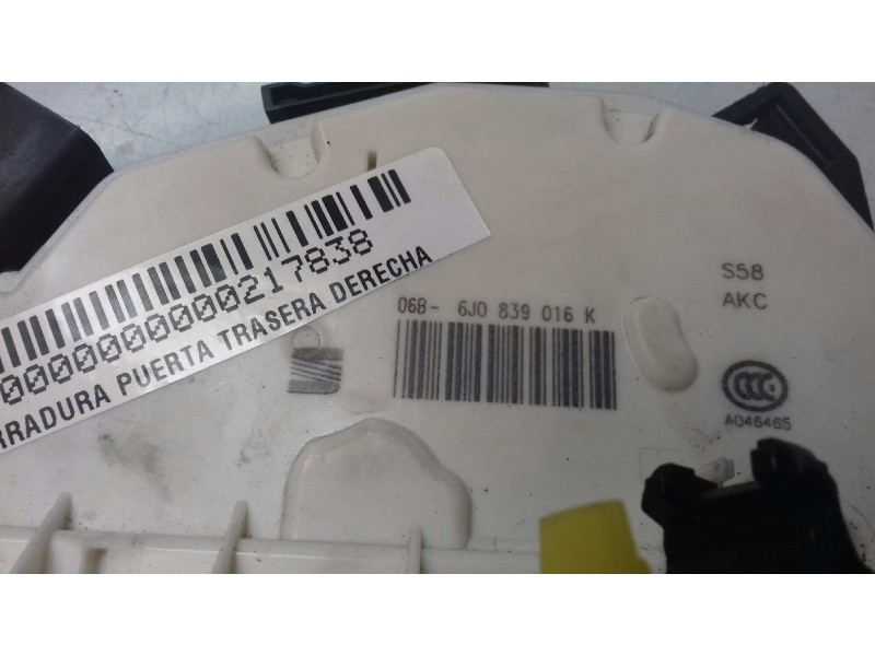 Recambio de cerradura puerta trasera derecha para seat ibiza (6p1) style referencia OEM IAM 6J0839016K 3+3 PINES NEGRO