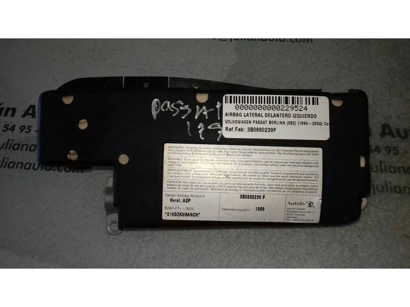 Recambio de airbag lateral delantero izquierdo para volkswagen passat berlina (3b2) comfortline referencia OEM IAM 3B0880239F  2