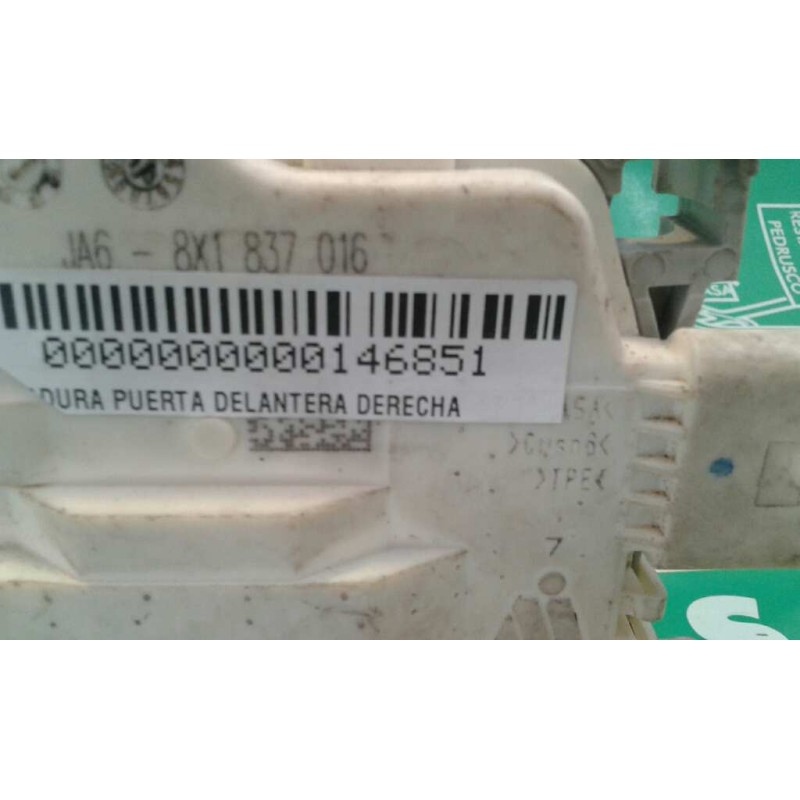 Recambio de cerradura puerta delantera derecha para audi a1 sportback (8xa) ambition referencia OEM IAM 8X1837016 6 PINES BLANCO