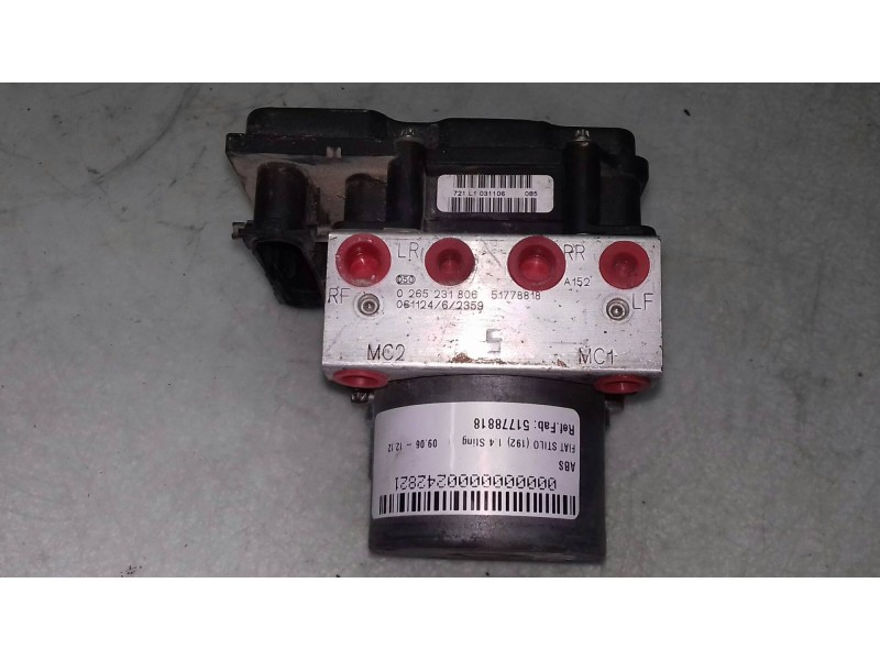 Recambio de abs para fiat stilo (192) 1.4 sting referencia OEM IAM 51778818 0265231806 0265800560