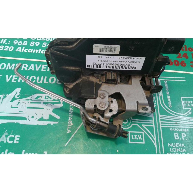 Recambio de cerradura puerta trasera derecha para audi a4 berlina (8e) referencia OEM IAM 8E0839016C 4+3 PINES NEGRO