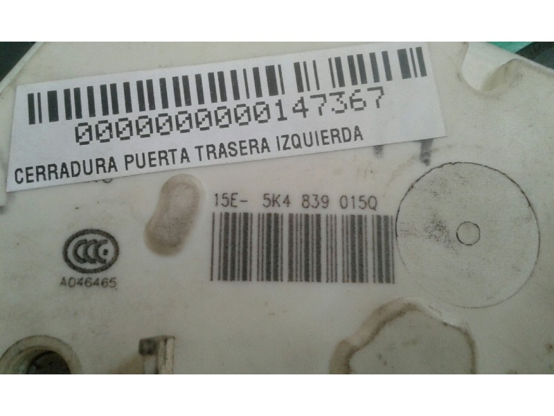 Recambio de cerradura puerta trasera izquierda para seat leon (5f1) reference referencia OEM IAM 5K4839015Q 7 PINES NEGRO