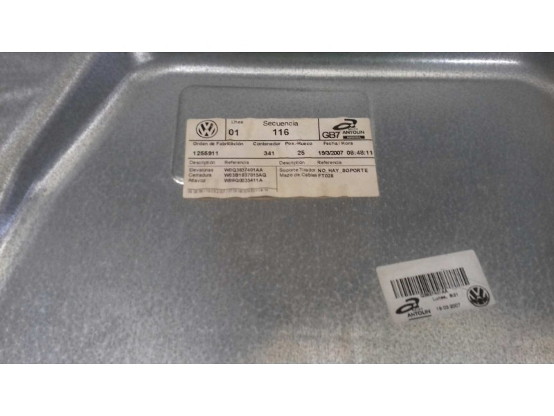 Recambio de elevalunas delantero derecho para volkswagen polo (9n3) edition referencia OEM IAM 603837755A 1255911 ELECTRICO