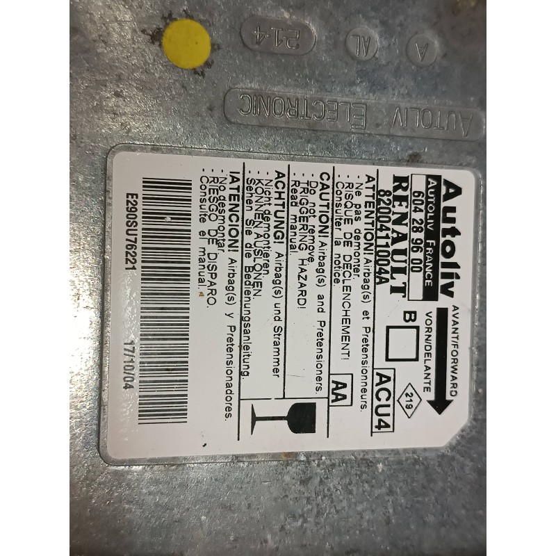 Recambio de centralita airbag para renault megane ii berlina 5p confort dynamique referencia OEM IAM 8200411004A 604289600 AUTOL