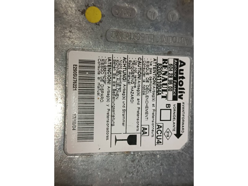 Recambio de centralita airbag para renault megane ii berlina 5p confort dynamique referencia OEM IAM 8200411004A 604289600 AUTOL