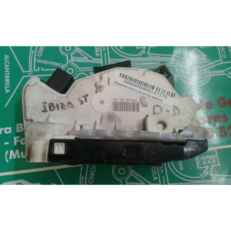 Recambio de cerradura puerta delantera derecha para seat ibiza st (6j8) reference referencia OEM IAM 5N1837016C 3+3 PINES NEGRO