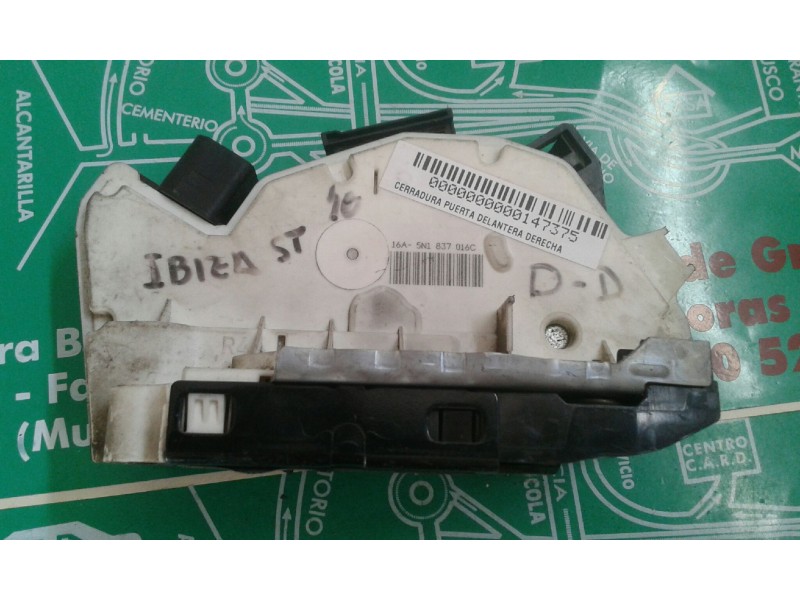 Recambio de cerradura puerta delantera derecha para seat ibiza st (6j8) reference referencia OEM IAM 5N1837016C 3+3 PINES NEGRO
