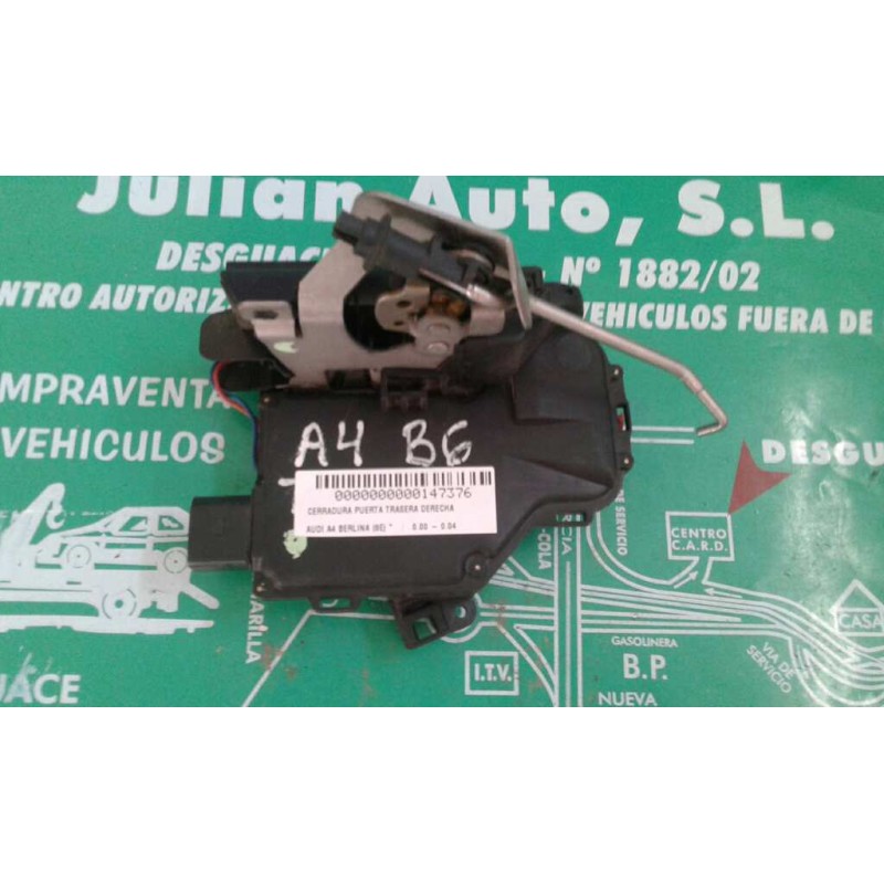 Recambio de cerradura puerta trasera derecha para audi a4 berlina (8e) referencia OEM IAM 8E0839016C 4+3 PINES NEGRO