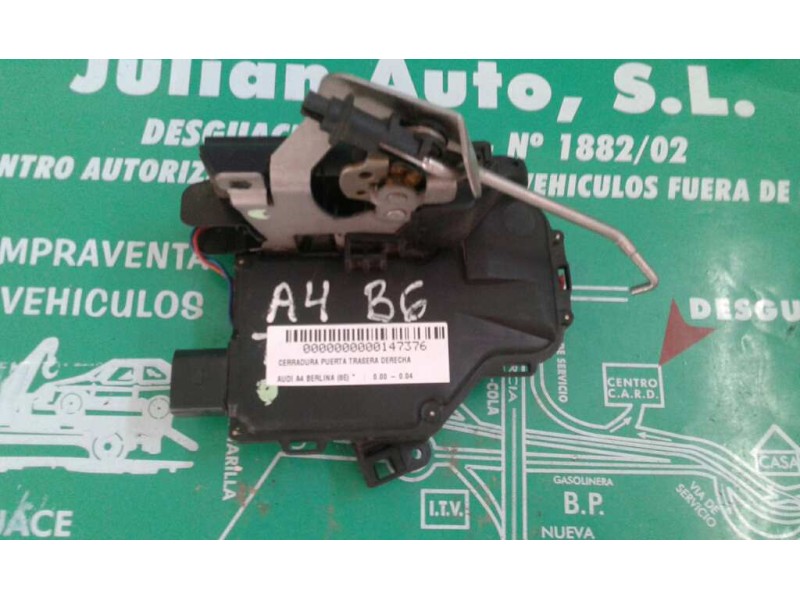 Recambio de cerradura puerta trasera derecha para audi a4 berlina (8e) referencia OEM IAM 8E0839016C 4+3 PINES NEGRO