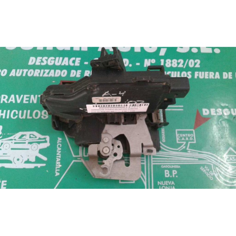 Recambio de cerradura puerta delantera derecha para audi a4 berlina (8e) referencia OEM IAM 8E1837016C 4+3 PINES NEGRO